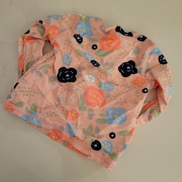 EUC Bouncing Blooms Long Sleeve Zipper Rash Guard Swim Top Floral Pink Girls 2T - Picture 7 of 7